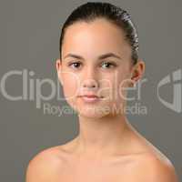 Teenage girl bare shoulders skin care beauty