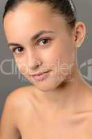 Teenage girl bare shoulders skin beauty close-up