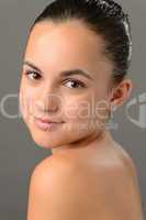 Teenage girl bare shoulders skin beauty face