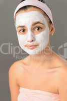 Sad teenage girl face mask skin beauty