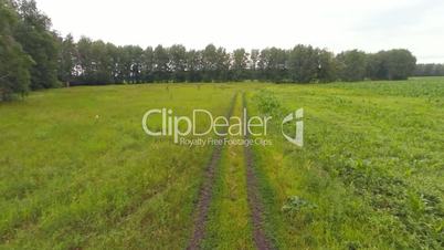 Flying over the field.. Aerial Shot.