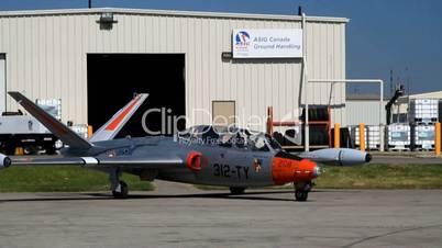 Fouga CM.170 Magister French two-seat jet trainer built 1950 rolling to tarmasc