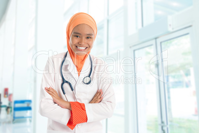 Muslim female doctor in hospital