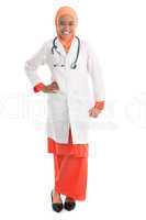 Full length young Muslim female doctor