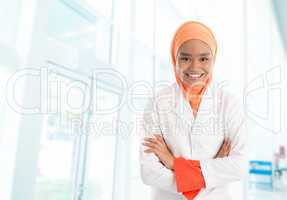 Muslim female nurse in hospital