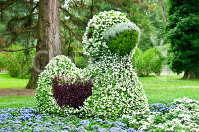 flower bed in the shape of duck