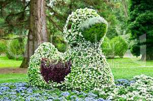 flower bed in the shape of duck