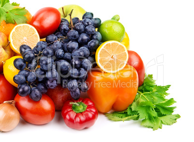 set of different fruits and vegetables