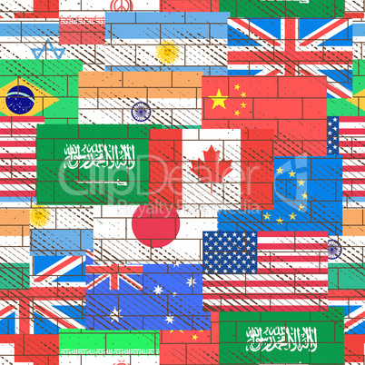 Seamless background of flags