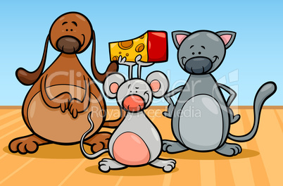 cute pets characters cartoon illustration
