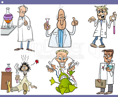 scientists characters cartoon set