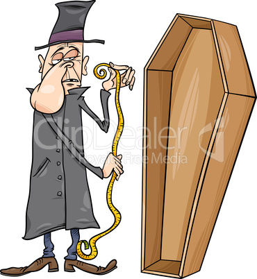 undertaker with coffin cartoon illustration