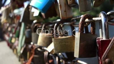 lovers locks on a bridge