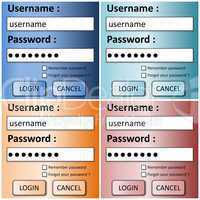 Set of login forms