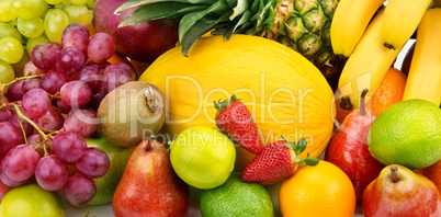 background of various ripe fruits