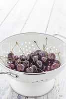 Fresh Cherries in a Sieve