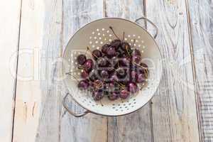 Fresh Cherries in a Sieve