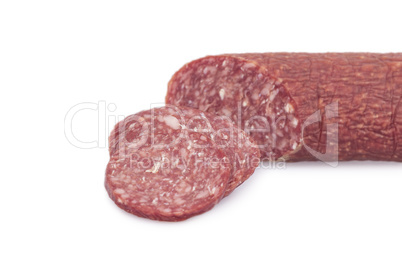 Salami on white background