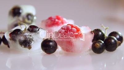 Dolly: Fresh and frozen berries closeup