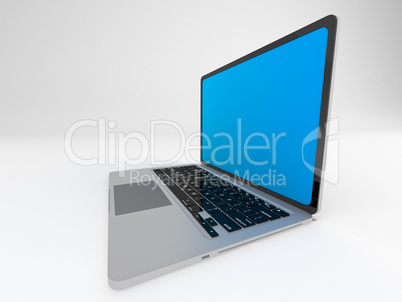 Modern glossy laptop on white.