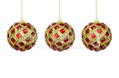 Toys for the Christmas tree, red-yellow balls on a white backgro