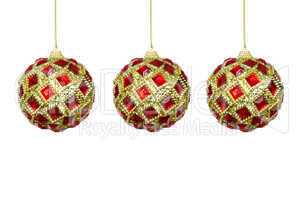 Toys for the Christmas tree, red-yellow balls on a white backgro