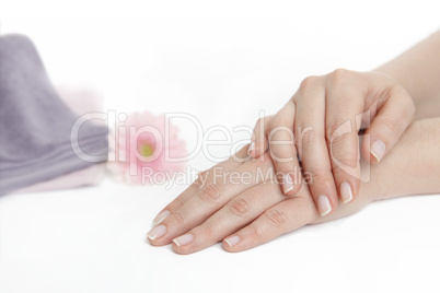 Female hands after manicure