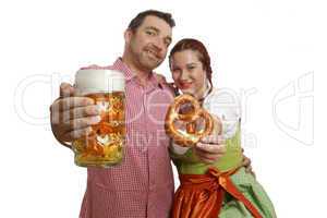 Couple in traditinal bavarian costumes