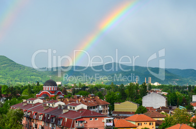 Church and rainbow