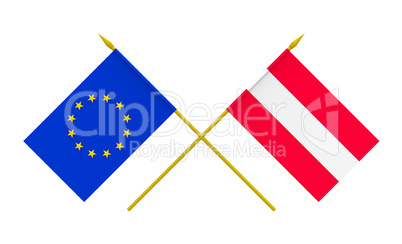 Flags, Austria and European Union