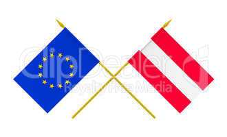 Flags, Austria and European Union