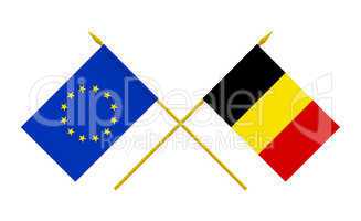 Flags, Belgium and European Union