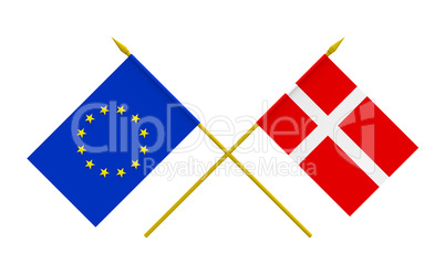 Flags, Denmark and European Union