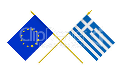 Flags, Greece and European Union