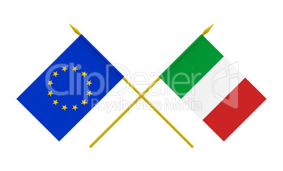 Flags, Italy and European Union