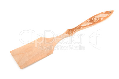 wooden kitchen spatula isolated on a white background