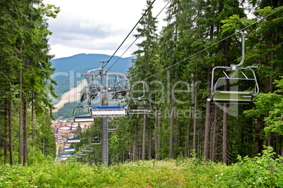 chair lift in the mountains in summer