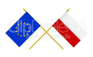 Flags, Poland and European Union