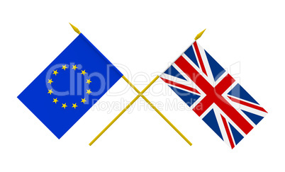 Flags, United Kingdom and European Union