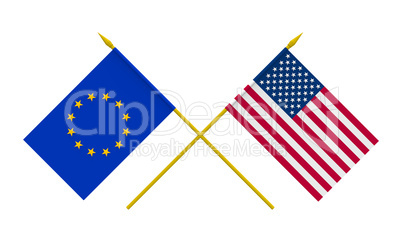 Flags, USA and European Union