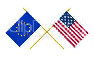 Flags, USA and European Union