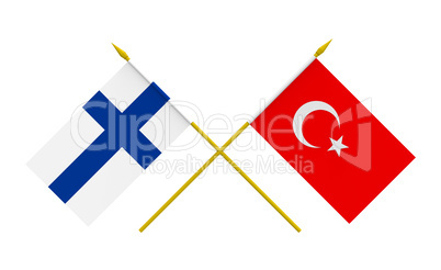 Flags, Turkey and Finland