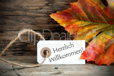 Autumn Label with Herzlich Willkommen
