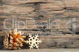 Fir Cone and Snowflake