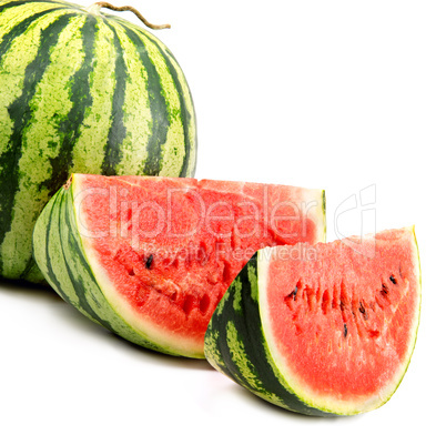 Watermelon and its parts isolated on white background