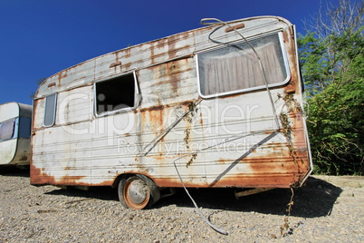 Old abandoned caravan
