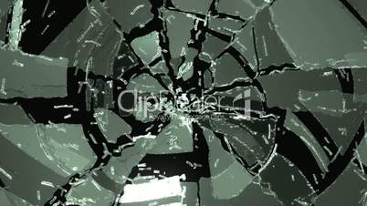 Glass demolished and shatter with slow motion.