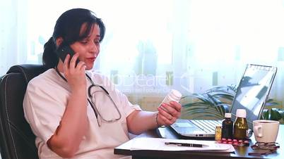 Doctor talking to patient on the phone about medicine