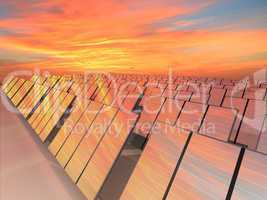 Many solar panels to receive energy with sun