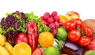 set of fruits and vegetables isolated on white background